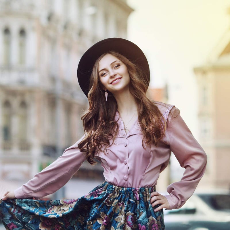 Lanzom Women Lady Retro Wide Brim Floppy Panama Hat Belt Buckle Wool Fedora Hat Fit Size 6 8/7-7 1/4(01-Camel, One Size) - Image 5